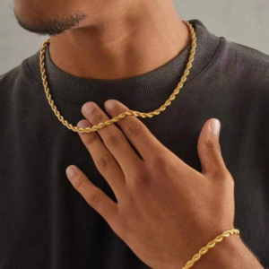 Set de Cadena y Pulsera de Oro para Hombre – Estilo Elegante y Clásico
