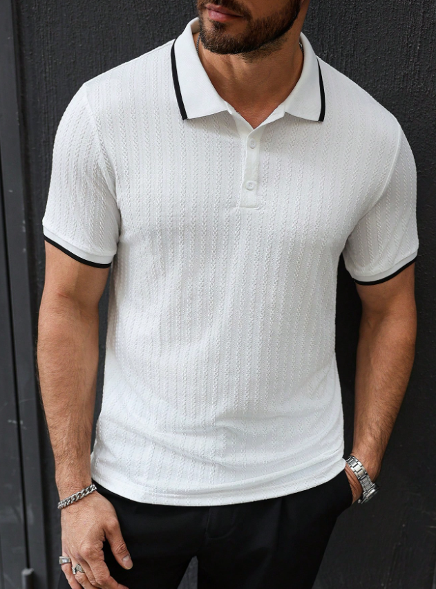 Polo Bicolor para Hombre en Blanco y Negro – Estilo Verano Moderno - Imagen 3